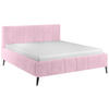 POLSTERBETT gepolstertes Kopfteil, Lattenrost Rosa 180/200 cm  - Schwarz/Naturfarben, Trend, Holz/Textil (180/200cm) - home24