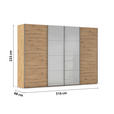 SCHWEBETÜRENSCHRANK 316/223/68 cm 4-türig Grau, Eiche Artisan  - Chromfarben/Eiche Artisan, KONVENTIONELL, Glas/Holzwerkstoff (316/223/68cm) - Novel