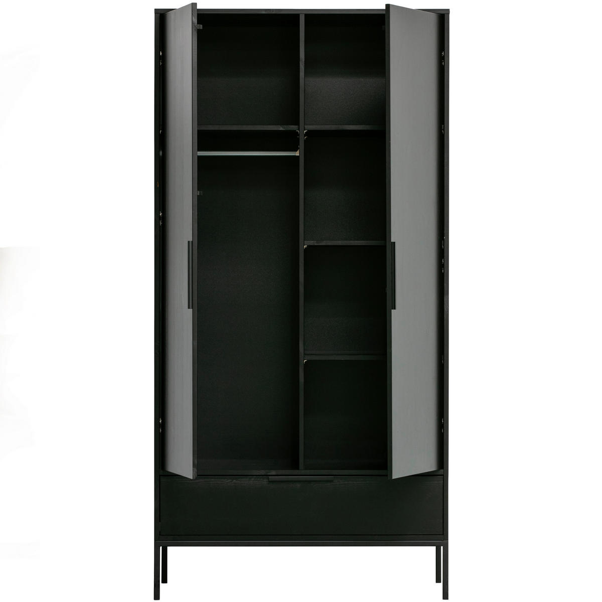 DREHTÜRENSCHRANK  in Schwarz  - Schwarz, Basics, Holz/Metall (100/200/53cm) - MID.YOU