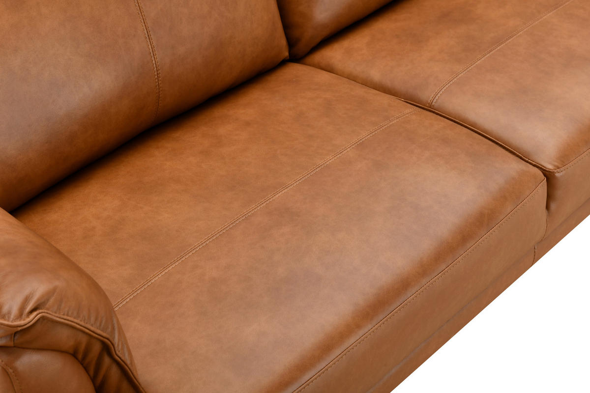 2-SITZER-SOFA Cognac Echtleder Lederlook  - Cognac/Schwarz, Design, Leder/Holz (195/87/90cm) - MID.YOU