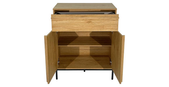 KOMMODE WABI  in 80/101/40 cm  - Eichefarben/Schwarz, Design, Holz/Holzwerkstoff (80/101/40cm) - Xora