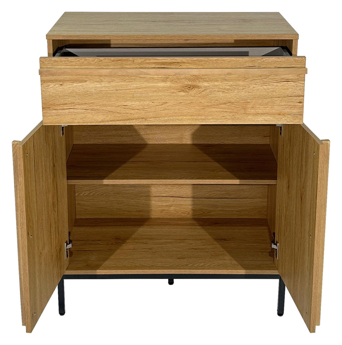 KOMMODE WABI  in 80/101/40 cm  - Eichefarben/Schwarz, Design, Holz/Holzwerkstoff (80/101/40cm) - Xora