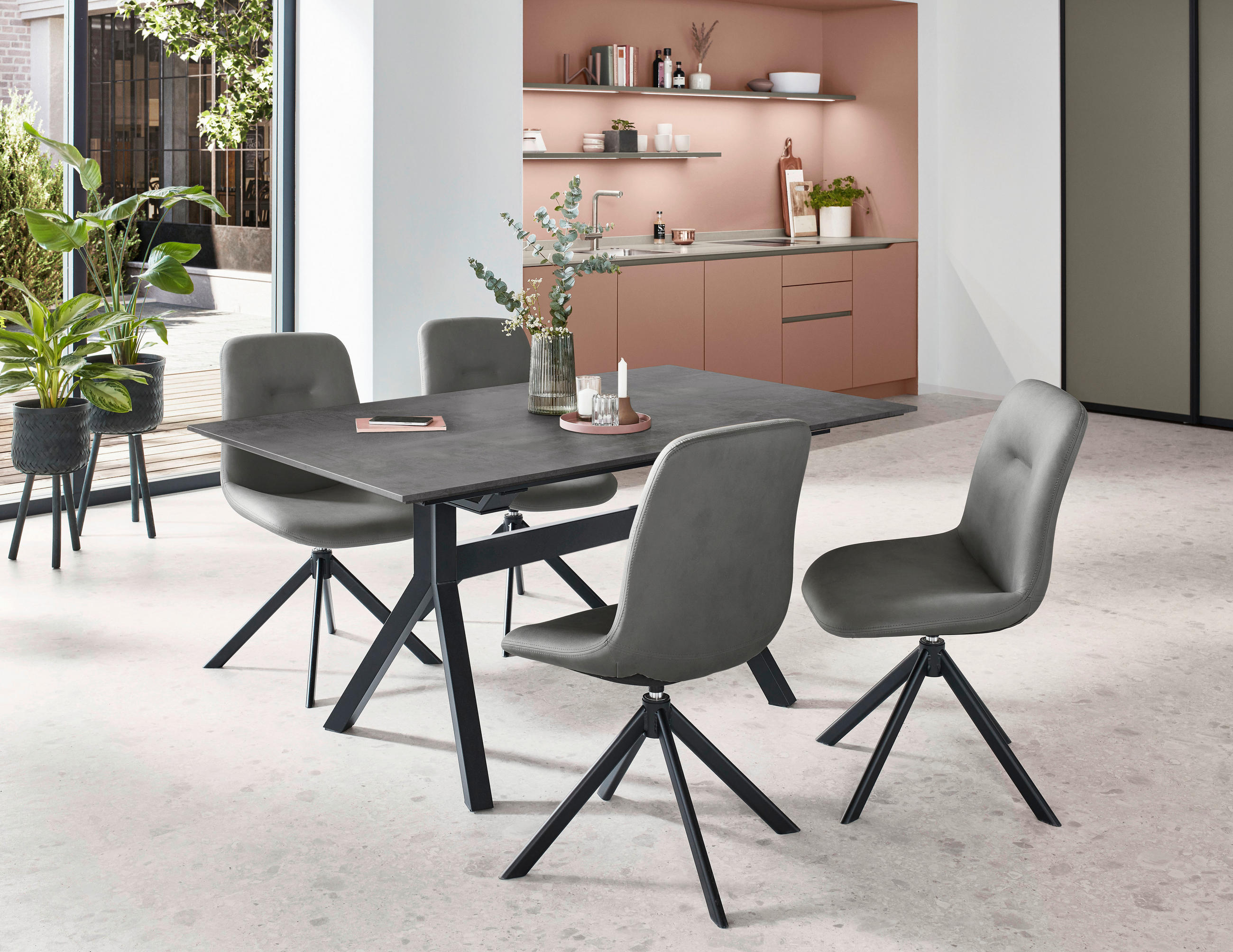 ESSTISCH in Metall, Holzwerkstoff 160/95/76 cm   - Schwarz, Basics, Holzwerkstoff/Metall (160/95/76cm) - Celina Home