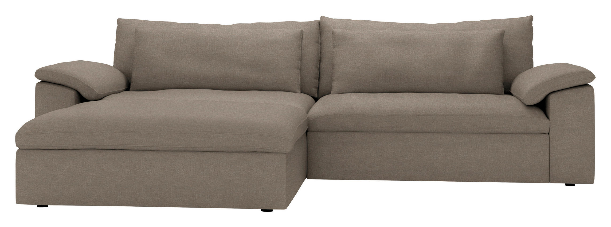 ECKSOFA  Chenille Graubraun  - Graubraun/Schwarz, Modern, Kunststoff/Textil (198/306cm) - Carryhome