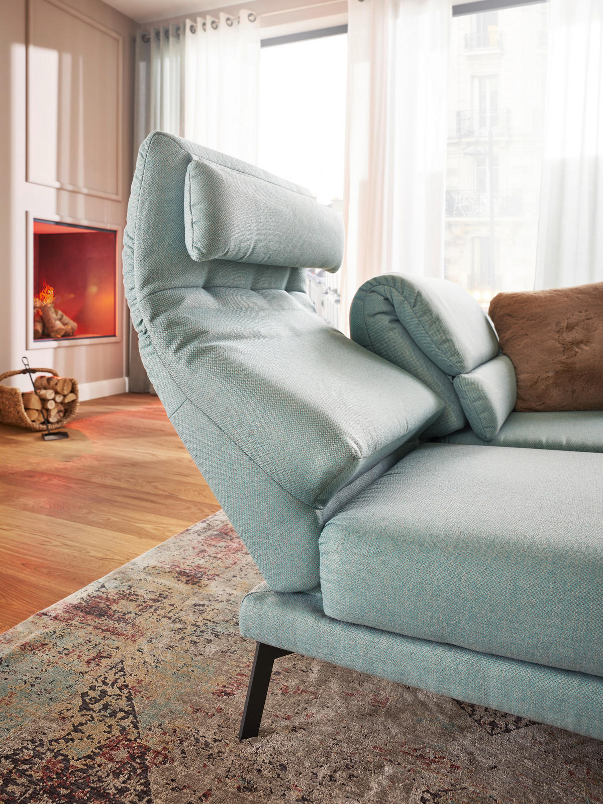 2-SITZER-SOFA Flachgewebe Blau  - Blau/Schwarz, Design, Textil/Metall (178-226/83-113/96-177cm) - Dieter Knoll