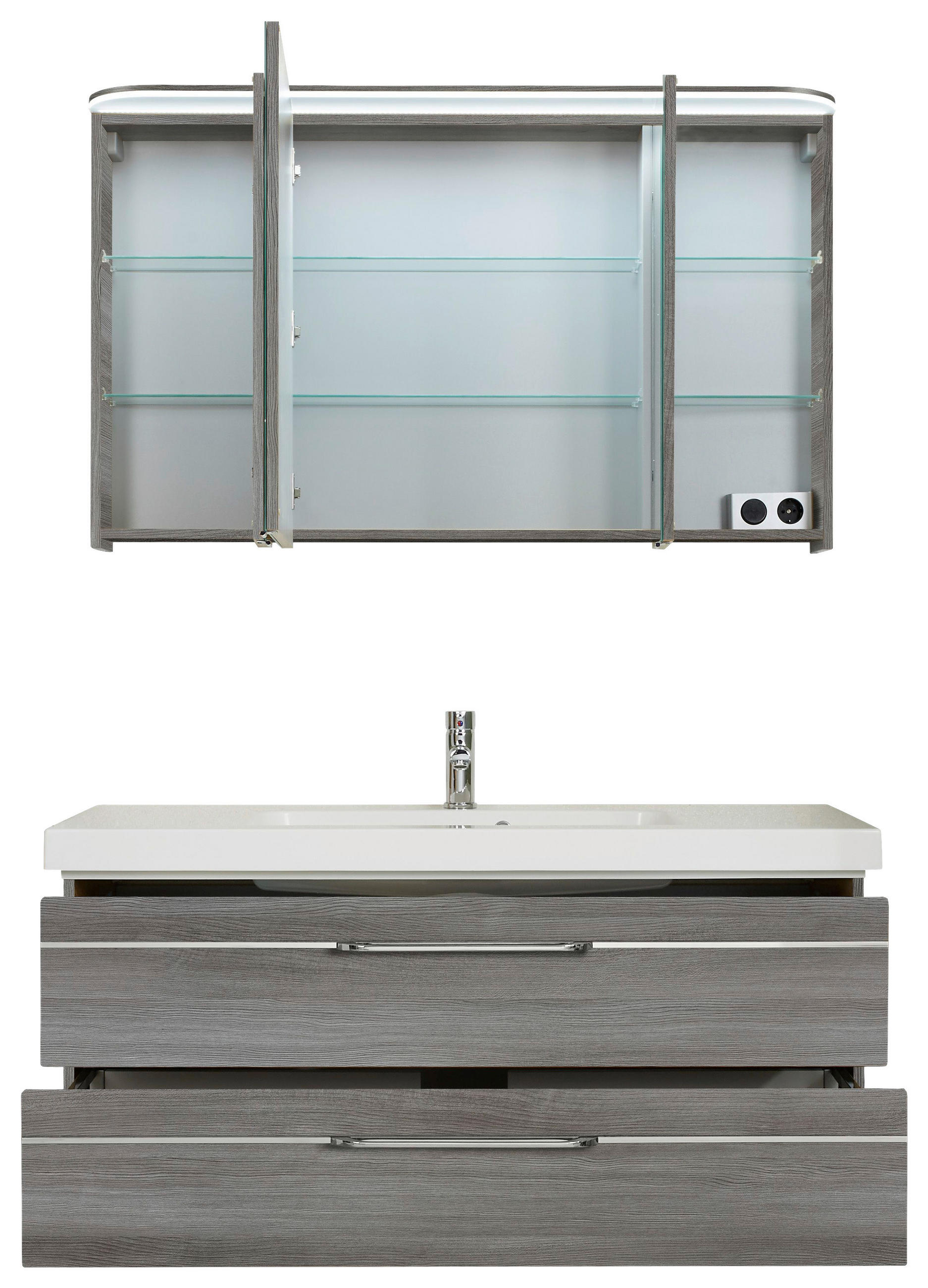 BADEZIMMER in 123 cm - Chromfarben/Graphitfarben, KONVENTIONELL, Glas/Holzwerkstoff (123cm) - Pelipal