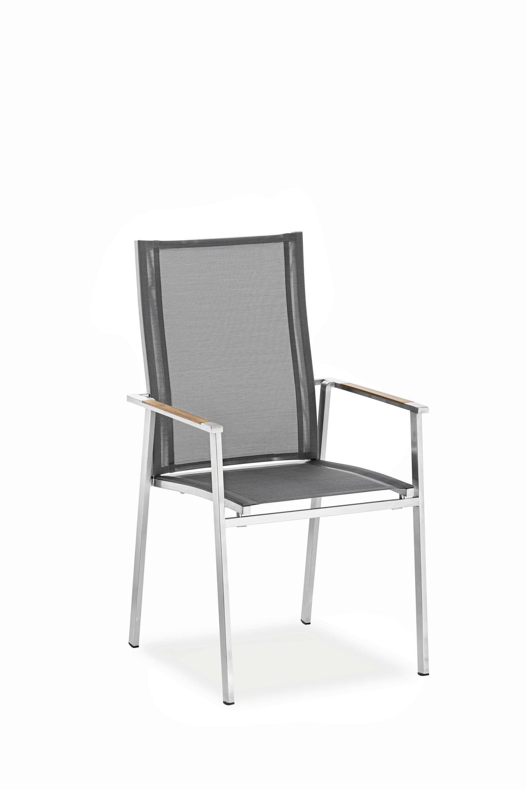GARTENSTUHL Edelstahl Schwarz, Edelstahlfarben  - Edelstahlfarben/Schwarz, Design, Holz/Textil (57/100/64cm)