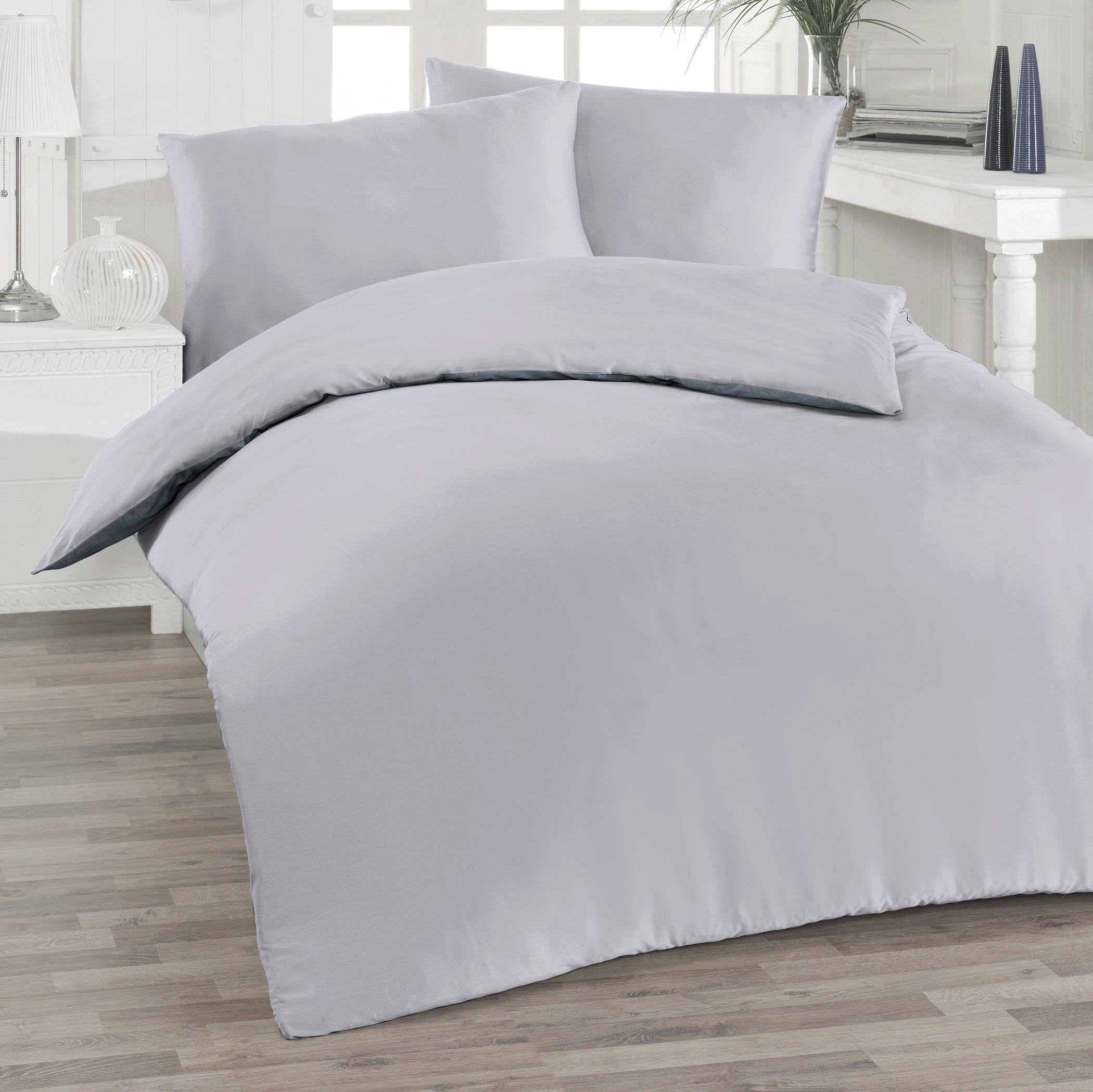 BETTWÄSCHE Satin 140/200 cm  - Hellgrau, Basics, Textil (140/200cm) - Florella