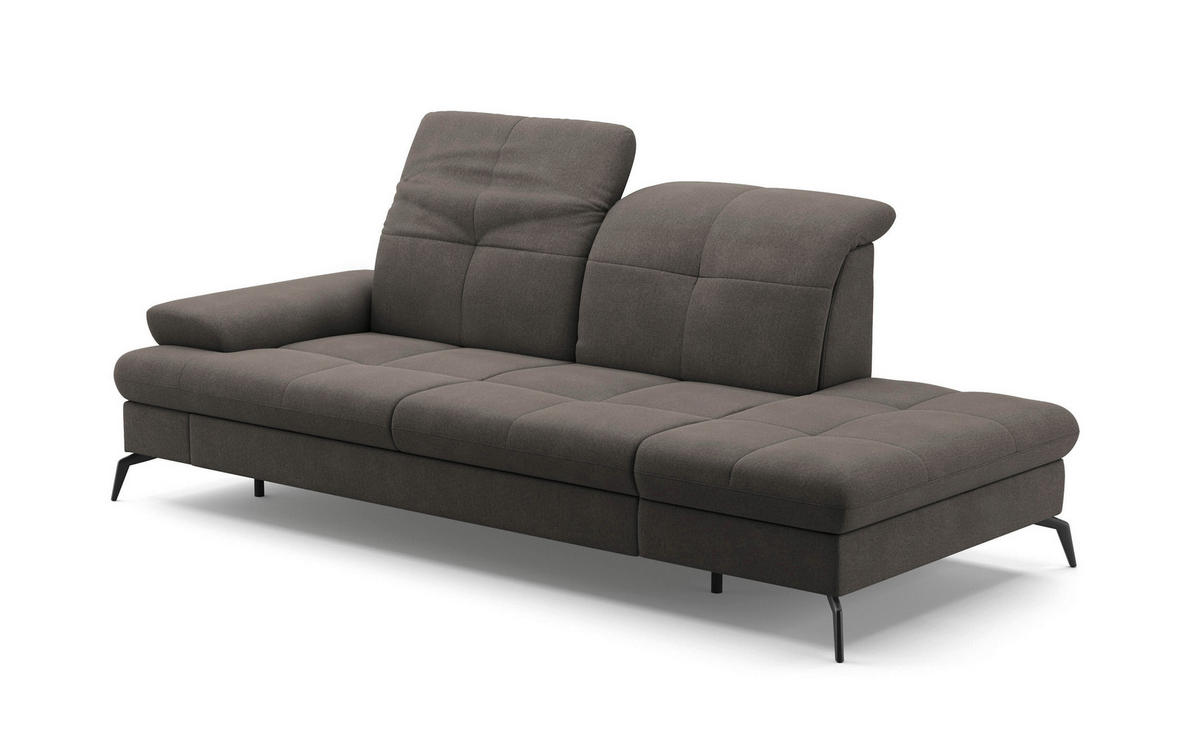 RÉCAMIERE in Flachgewebe Graphitfarben  - Schwarz/Graphitfarben, Konventionell, Textil/Metall (231/90/122cm) - Sit & More