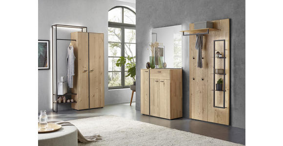 GARDEROBENPANEEL 91,9/193,9/35,5 cm - Eichefarben/Anthrazit, Natur, Holz/Metall (91,9/193,9/35,5cm) - Valnatura