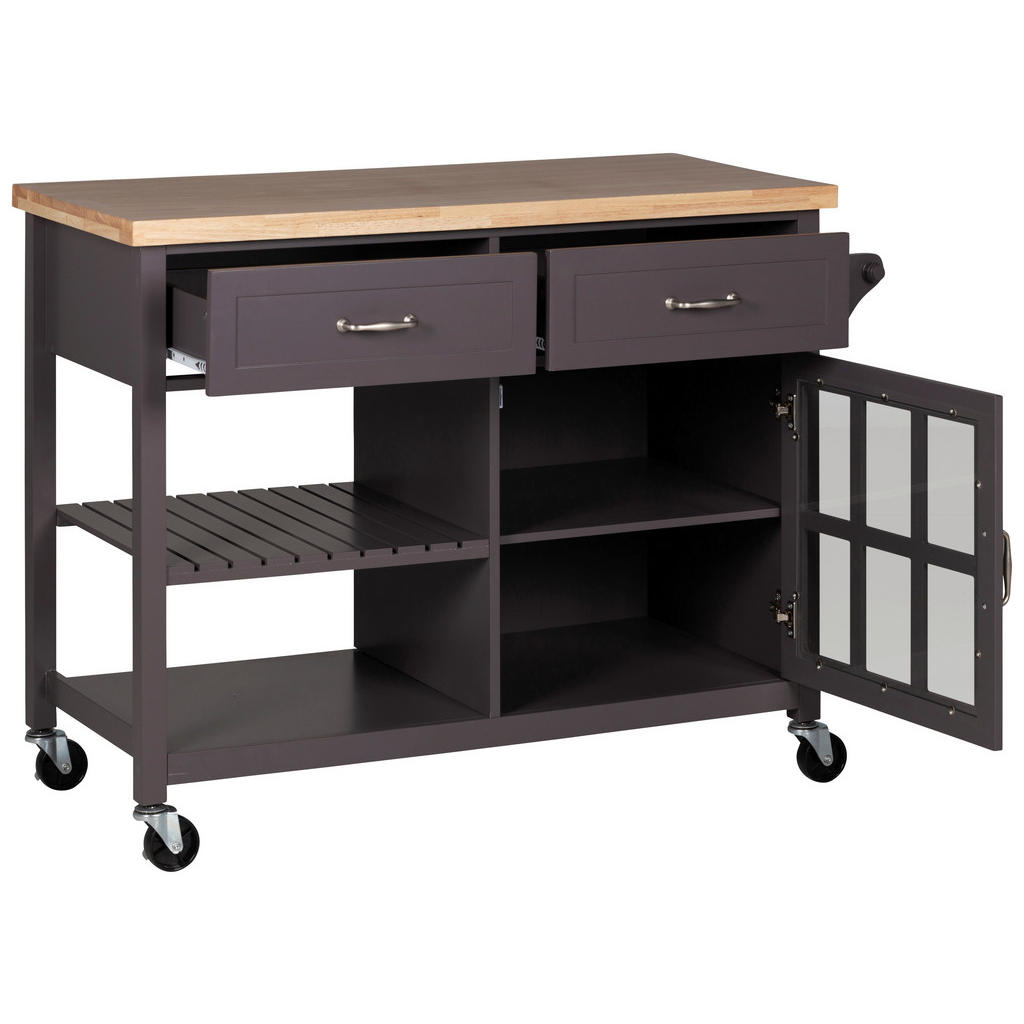 Thumbnail - Livetastic Servierwagen, Grau, Natur, Metall, Kiefer, Kautschukholz, massiv, 2 Schublade(n) Schubladen, rechteckig, 117x...