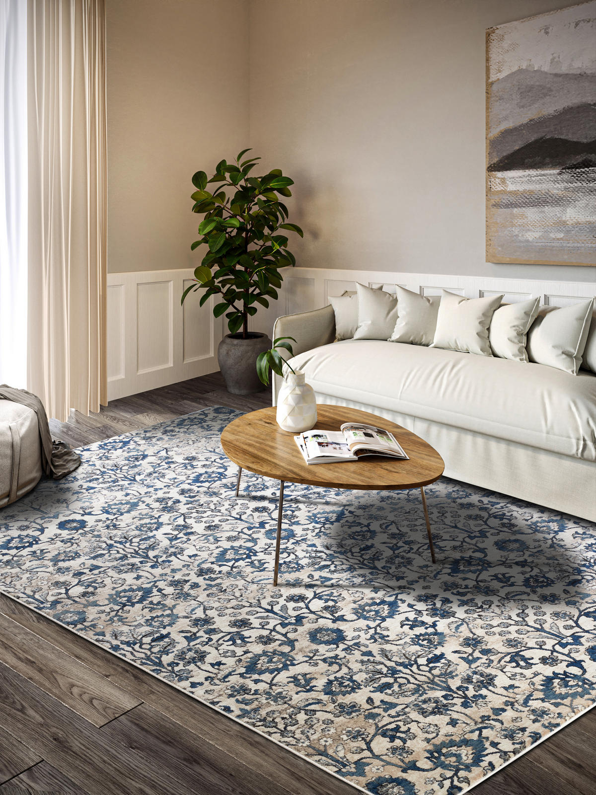 FLACHWEBETEPPICH 200/280 cm Kollektion 1869 Blau, Creme  - Blau/Creme, Design, Kunststoff/Textil (200/280cm) - Villeroy & Boch