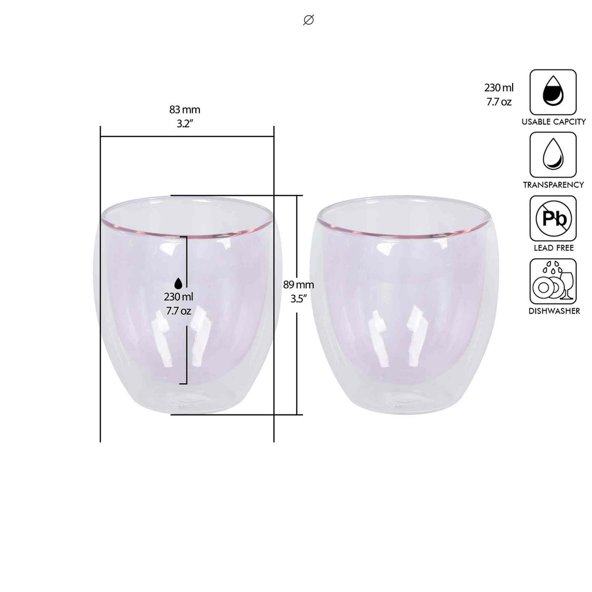 KAFFEEGLAS - Rosa, KONVENTIONELL, Glas (8,8/8,9cm) - Novel