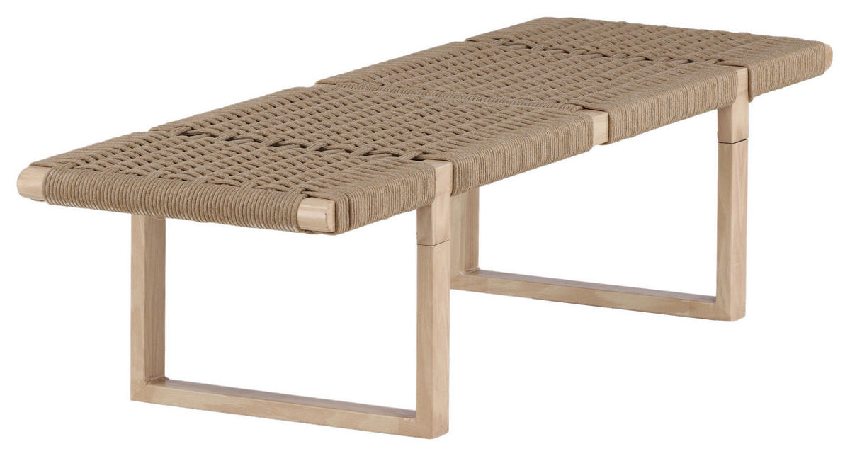 SITZBANK 140/36/46 cm Hellbraun Rattan  - Hellbraun, Design, Holz/Metall (140/36/46cm) - Livetastic