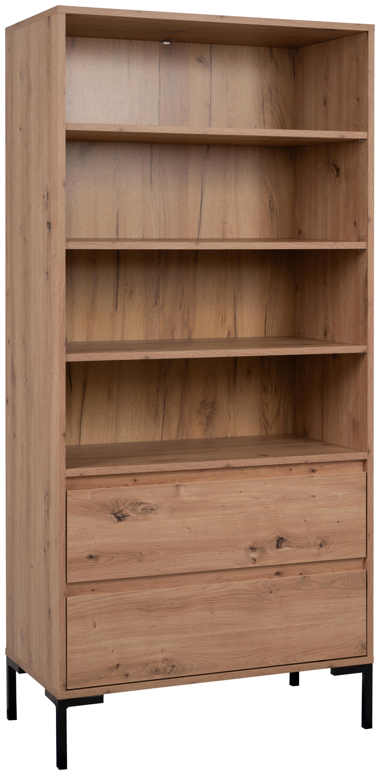 REGAL Eiche Artisan  - Schwarz/Eiche Artisan, LIFESTYLE, Holzwerkstoff/Metall (77,5/165/40cm) - MID.YOU