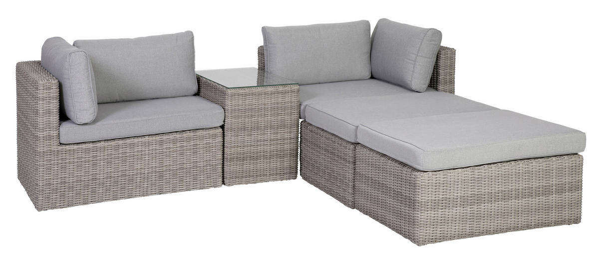 LOUNGEGARNITUR   93/65/71 cm Stahl  - Grau, Basics, Glas/Textil (93/65/71cm) - Gardenson