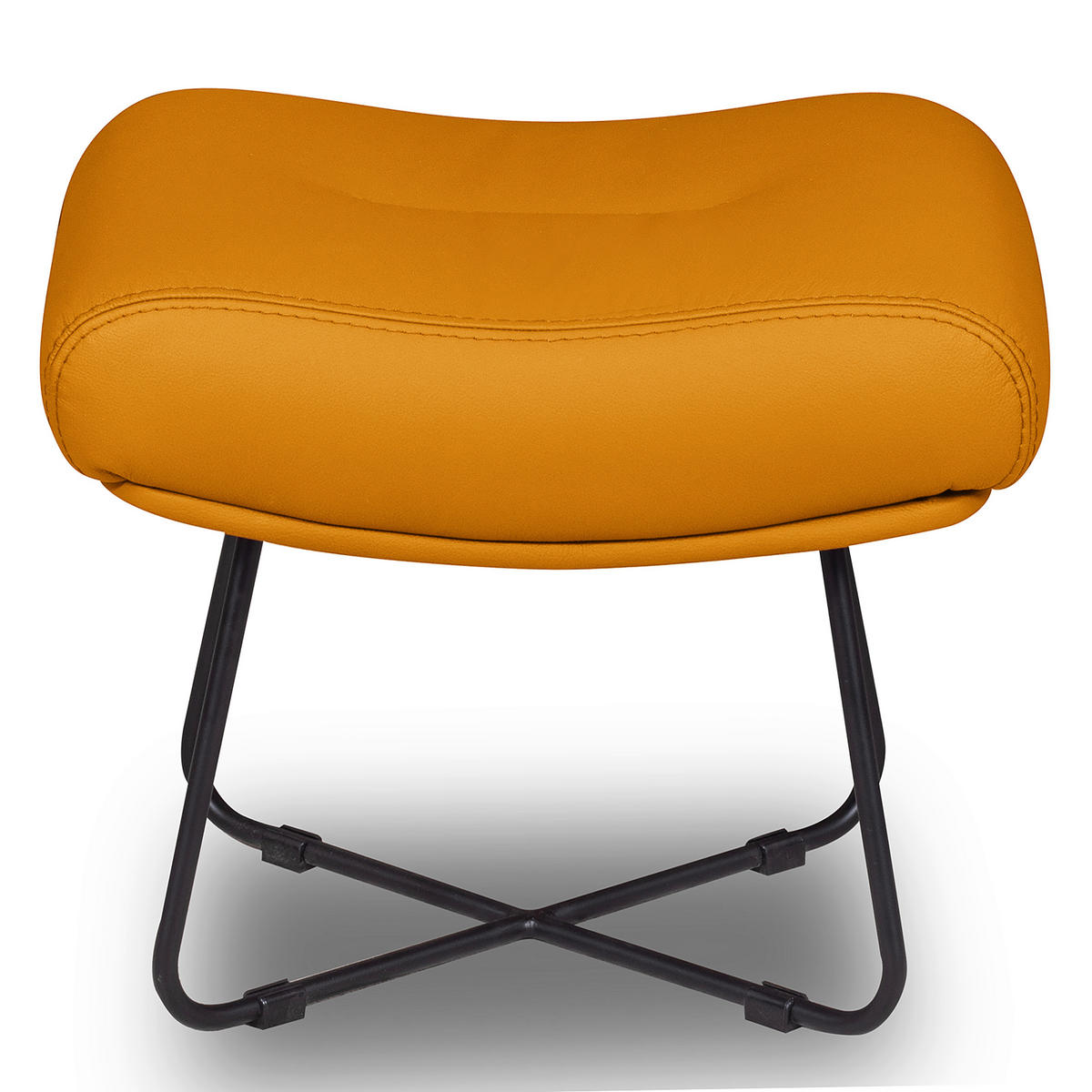 SESSELSET Echtleder Currygelb  - Currygelb/Schwarz, Design, Leder/Metall (67/87/74cm) - Livetastic