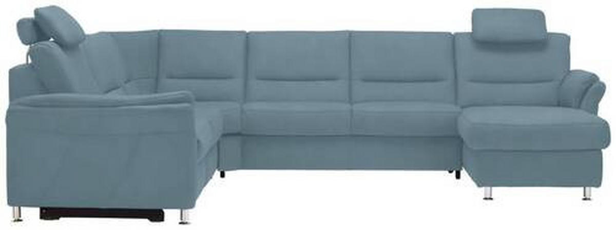 WOHNLANDSCHAFT in Mikrofaser Hellblau  - Alufarben/Hellblau, Konventionell, Textil/Metall (262/335/173cm) - Beldomo System