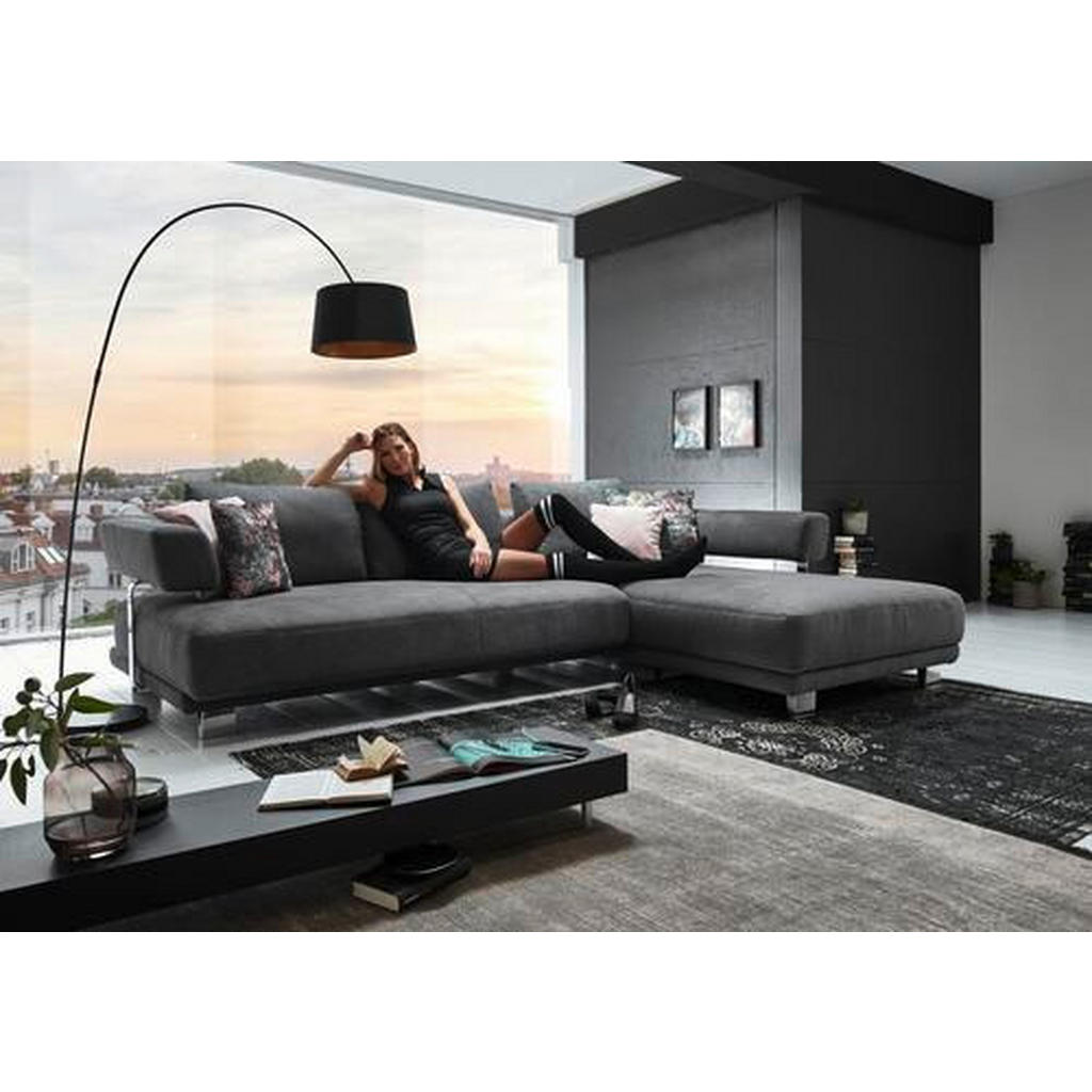 Thumbnail - Valdera Ecksofa, Grau, Textil, Ottomane links, L-Form, 297x214 cm, Goldenes M, Typenauswahl, Fußauswahl, Lederauswahl, S...