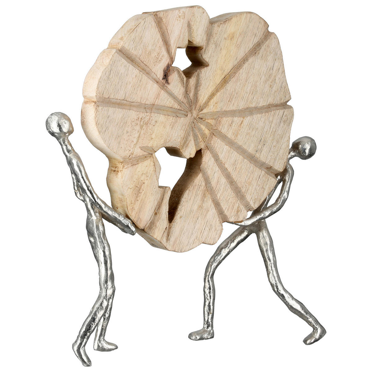 SKULPTUR - Silberfarben/Beigebraun, Basics, Holz/Metall (31/33,5/9cm)