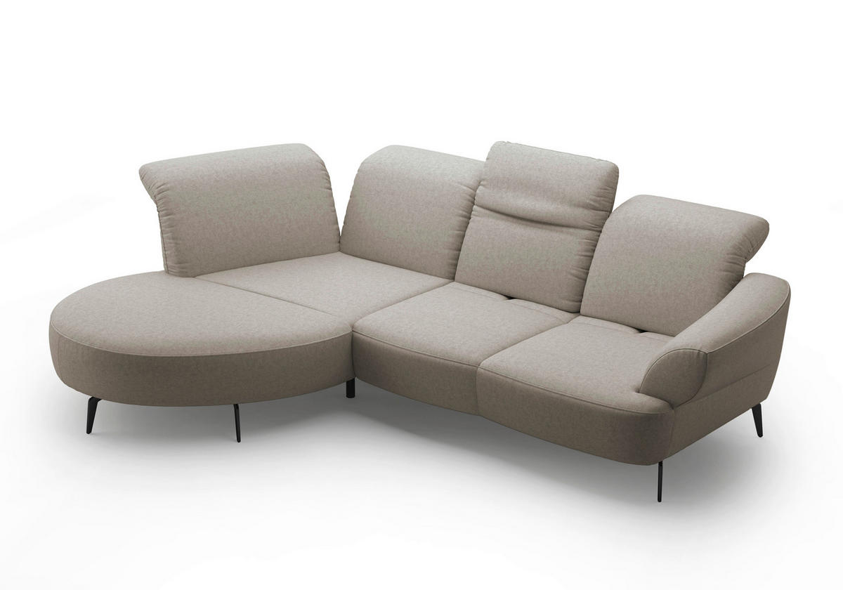 ECKSOFA DANCE E Taupe Flachgewebe  - Taupe/Schwarz, MODERN, Textil/Metall (208/313cm) - Sit & More