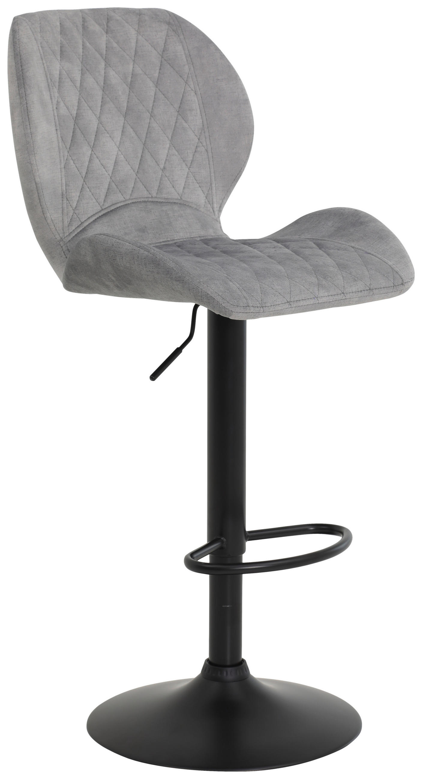 BARHOCKER Samt, Mikrofaser Grau, Schwarz Stahl Stoffauswahl, Sitzfläche 360° drehbar  - Schwarz/Grau, MODERN, Textil/Metall (42/96-117/51cm) - Boxxx