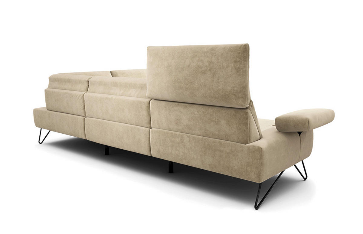 ECKSOFA Cosy Naturfarben Samt  - Schwarz/Naturfarben, Design, Textil/Metall (288-303/213cm) - SENSOO