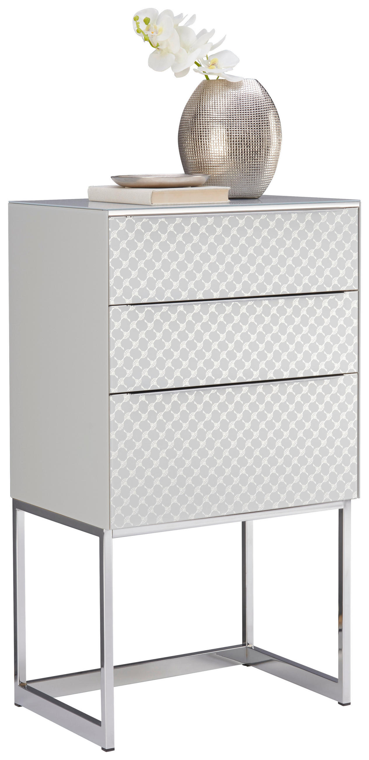KOMMODE  in 58/104,5/40 cm  - Chromfarben/Hellgrau, Design, Glas/Holzwerkstoff (58/104,5/40cm) - Joop!
