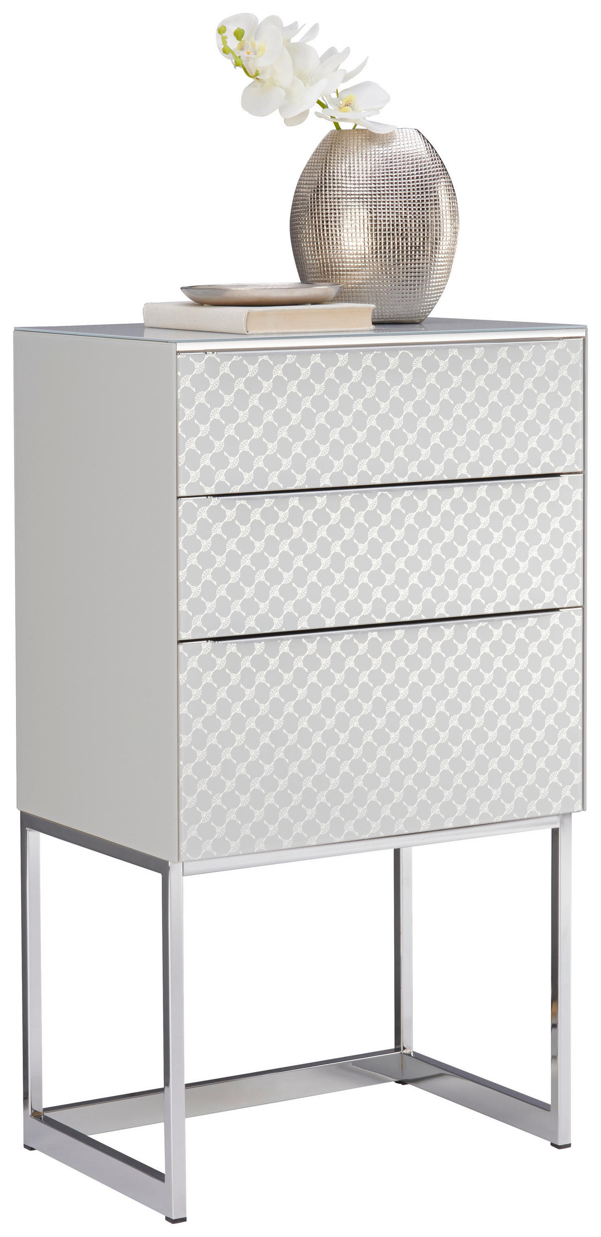 KOMMODE 58/104,5/40 cm  in Hellgrau  - Chromfarben/Hellgrau, Design, Glas/Holzwerkstoff (58/104,5/40cm) - Joop!
