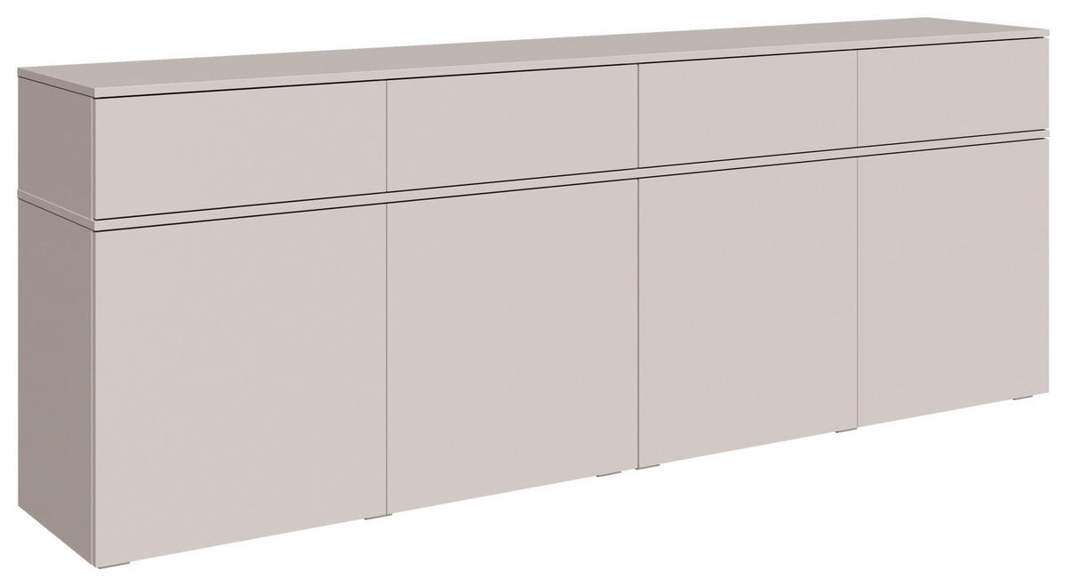 SIDEBOARD  220/80/40 cm 4 Schublade(n)  - Kaschmir/Silberfarben, Design, Holzwerkstoff/Kunststoff (220/80/40cm) - Xora