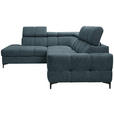 ECKSOFA in Struktur Blau  - Blau/Schwarz, MODERN, Textil/Metall (212/254cm) - Carryhome