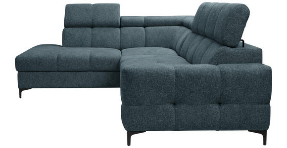 ECKSOFA in Struktur Blau  - Blau/Schwarz, MODERN, Textil/Metall (212/254cm) - Carryhome