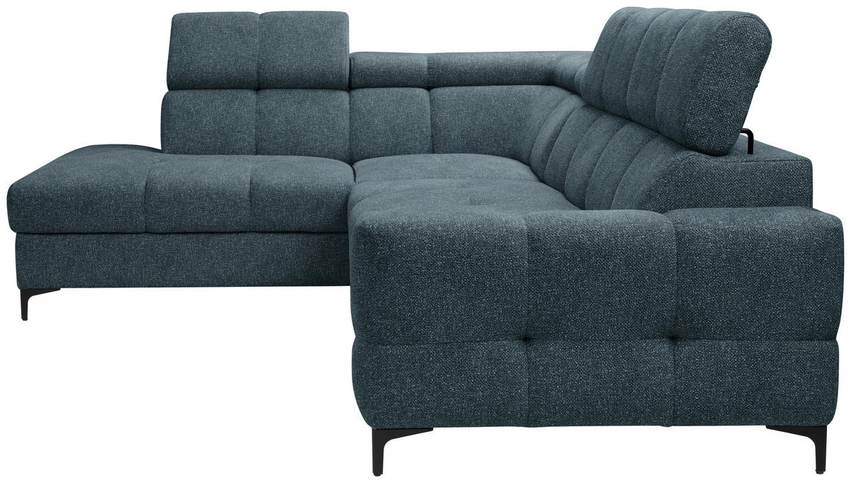 ECKSOFA in Struktur Blau  - Blau/Schwarz, Modern, Textil/Metall (212/254cm) - Carryhome