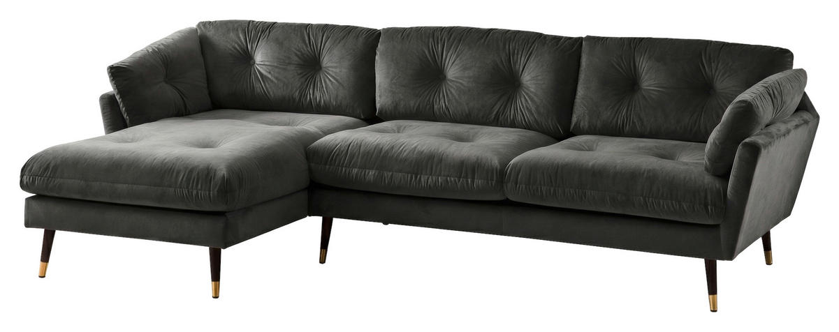 ECKSOFA Eckteil  JAPAN-REC.2S Anthrazit Samt  - Anthrazit, MODERN, Holz/Textil (269/155cm) - MID.YOU