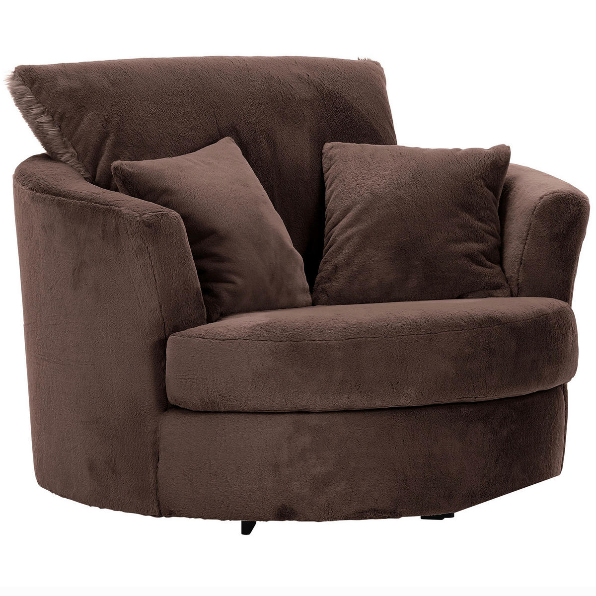 SESSEL in Plüsch Dunkelbraun  - Dunkelbraun/Schwarz, KONVENTIONELL, Textil/Metall (115/72/115cm) - Ambia Home
