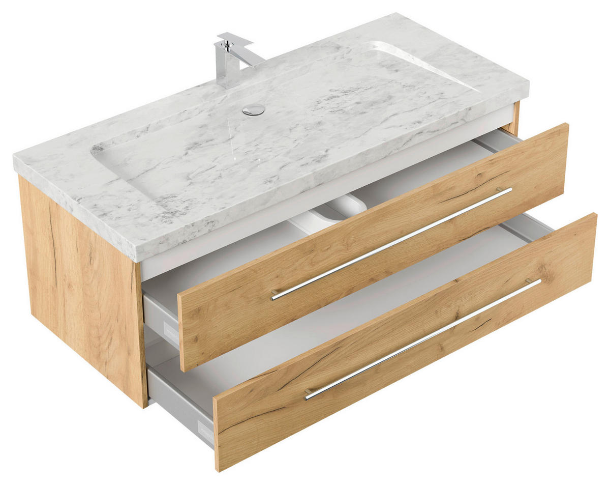 WASCHTISCHKOMBI 130 cm  - Eichefarben, Basics, Holzwerkstoff/Stein (130cm) - MID.YOU