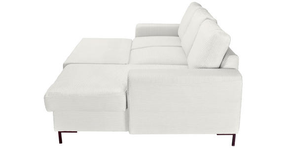 ECKSOFA Creme Cord  inkl. Rückenkissen, Bettkasten, Schlaffunktion, Rücken echt, Liegefläche im Originalstoff  - Creme/Schwarz, KONVENTIONELL, Textil/Metall (240/150cm) - Carryhome