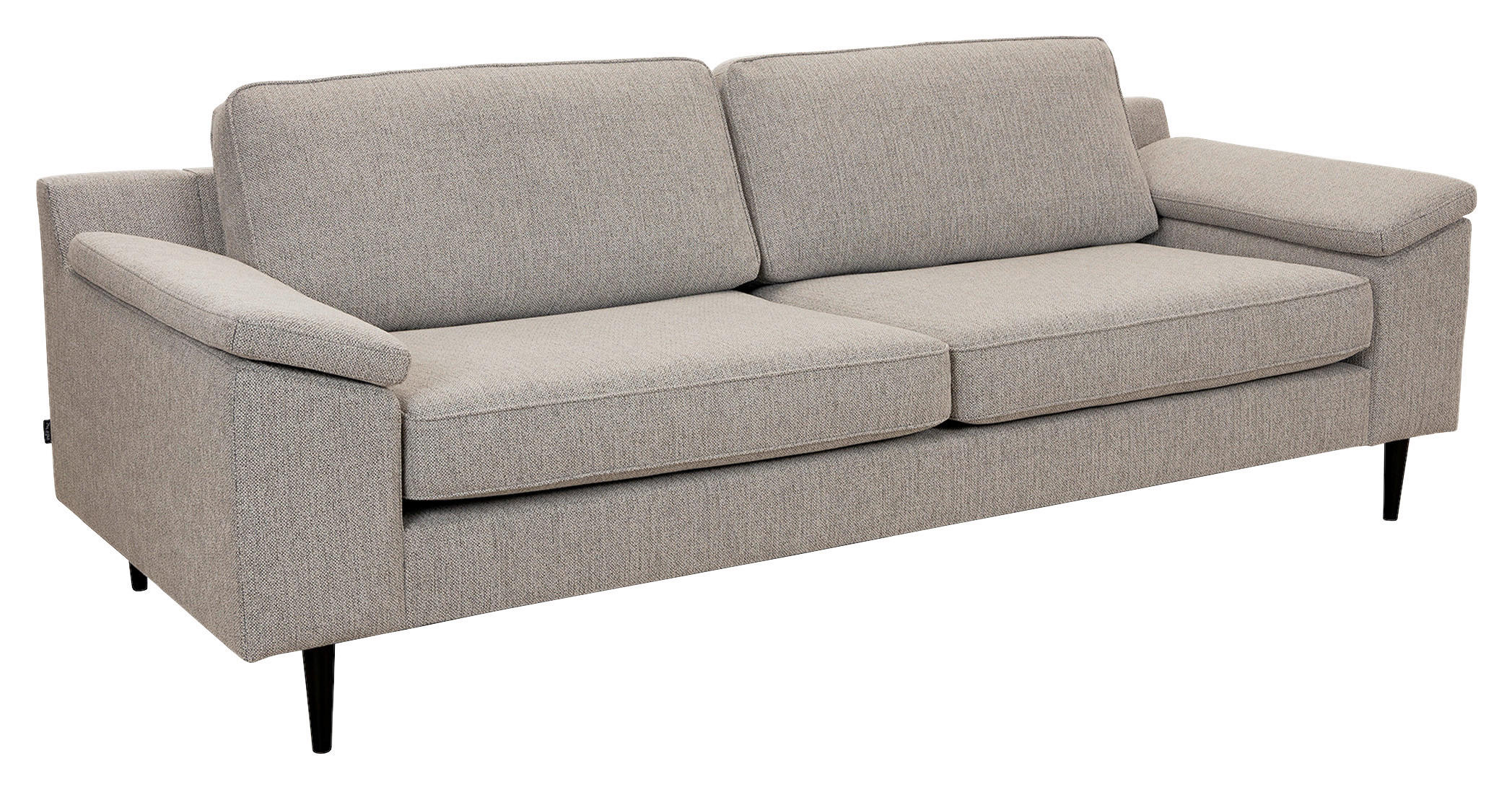 2,5-SITS SOFFA i svart, greige  - greige/cognacfärgad, Basics, metall/trä (226/85/92cm) - Pure Home Comfort
