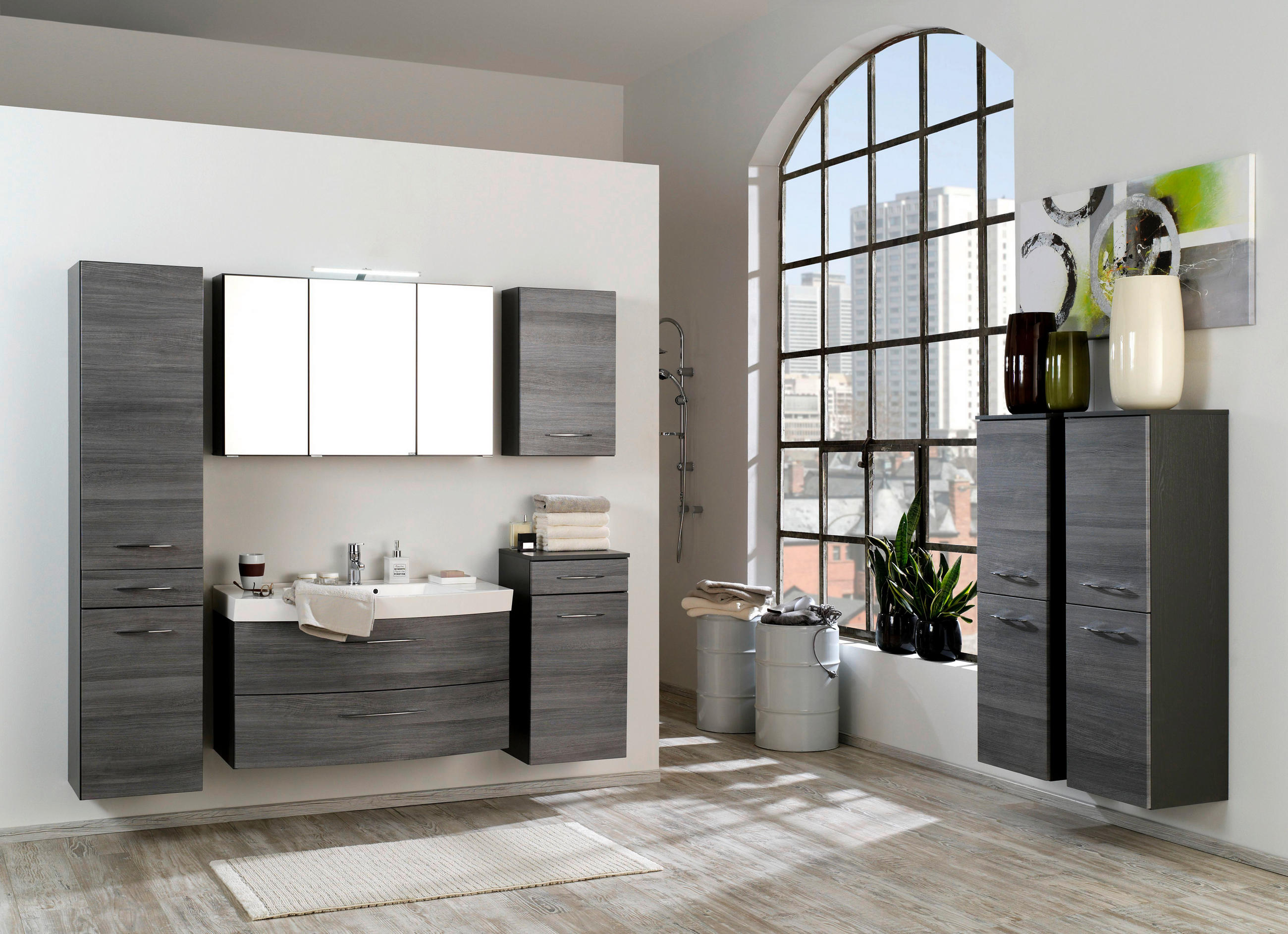 MIDISCHRANK 40/130/35 cm  - Chromfarben/Eichefarben, Holzwerkstoff/Metall (40/130/35cm) - Xora