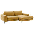ECKSOFA  in Velours Goldfarben Rücken echt  253/177 cm  - Goldfarben/Schwarz, Design, Textil/Metall (253/177cm) - Dieter Knoll