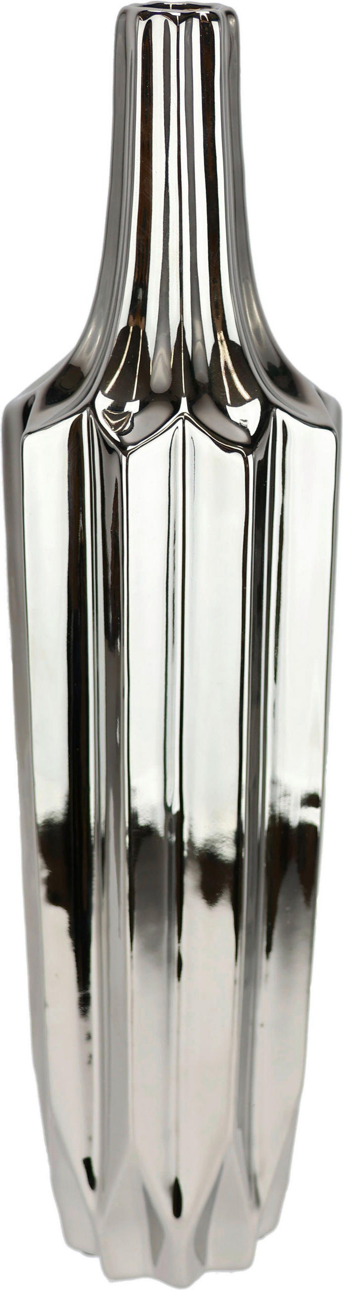 VASE  - Silberfarben, Basics, Keramik (9/37cm)