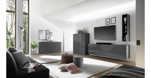 SIDEBOARD 169/89/42 cm  in Anthrazit  - Anthrazit/Schwarz, Design, Glas/Holzwerkstoff (169/89/42cm) - Novel