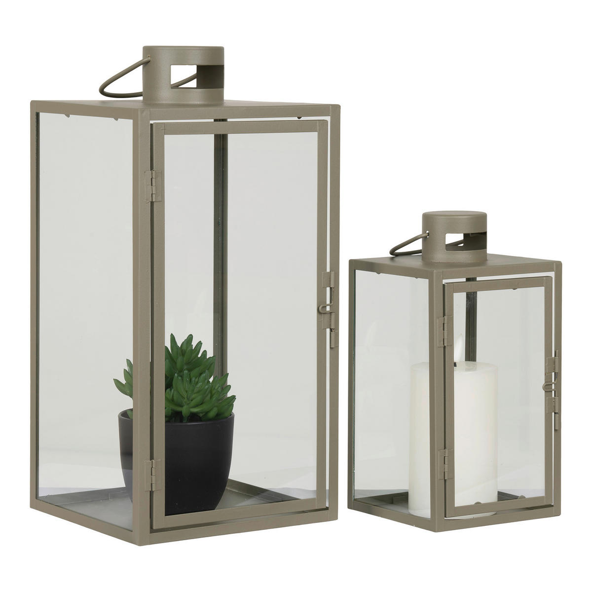 LATERNENSET  - Grün, Design, Glas/Metall
