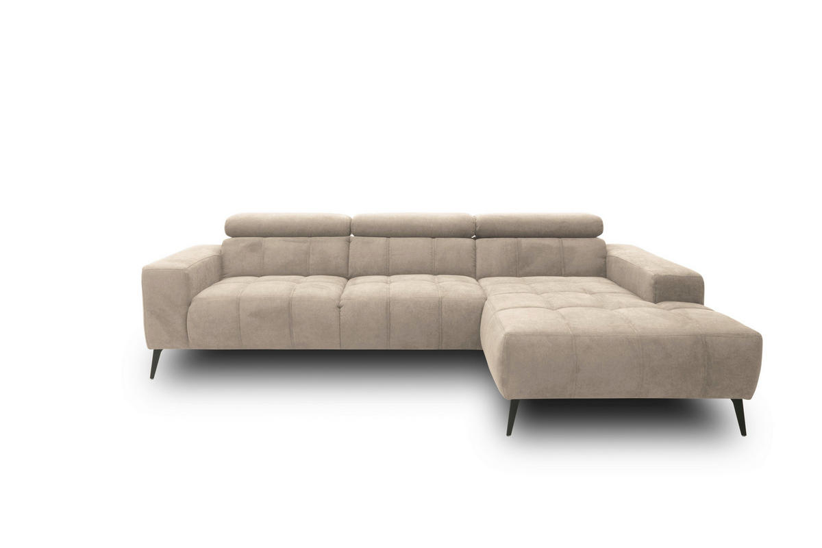 ECKSOFA TRENTO Taupe Mikrofaser  - Taupe/Dunkelgrau, MODERN, Textil/Metall (287/175cm) - MID.YOU