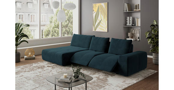 ECKSOFA in Velours Dunkelblau  - Schwarz/Dunkelblau, Design, Kunststoff/Textil (174/342cm) - Xora