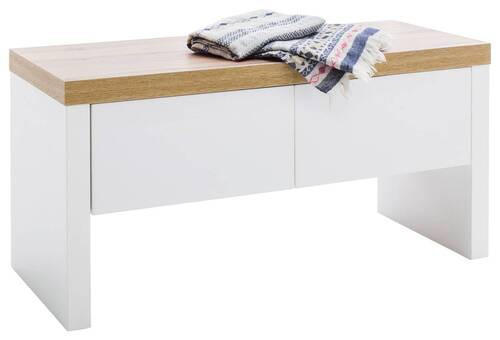 GARDEROBENBANK 91/45/38 cm - Weiss/Eichefarben, Natur, Holzwerkstoff (91/45/38cm)