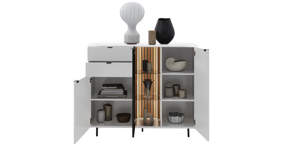 HIGHBOARD Weiß  141,2/120/40 cm  - Schwarz/Weiß, Design, Glas/Holz (141,2/120/40cm) - Dieter Knoll