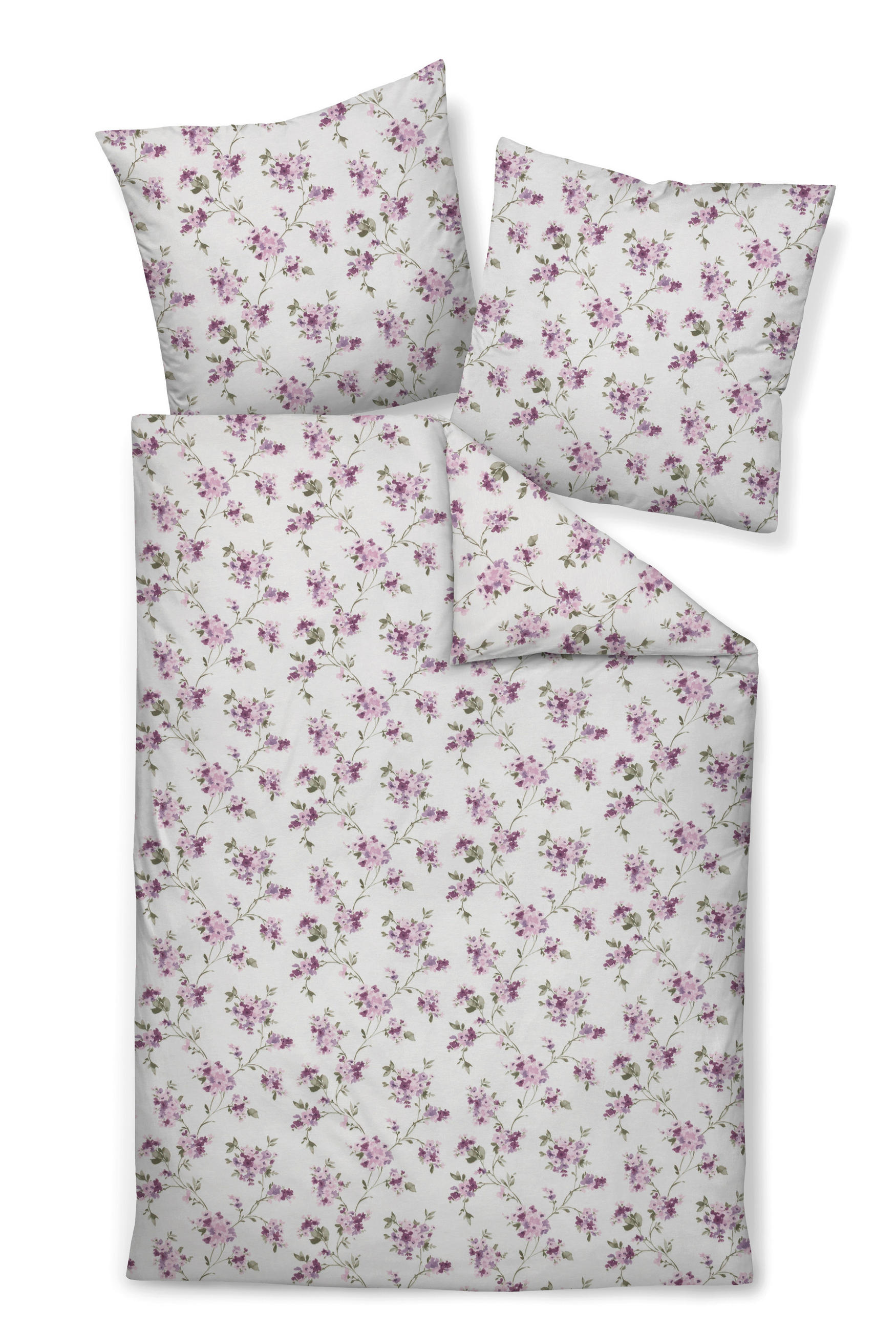 BETTWÄSCHE 2-teilig Biber 135/200 cm  - Beere, Design, Textil (135/200cm) - Janine