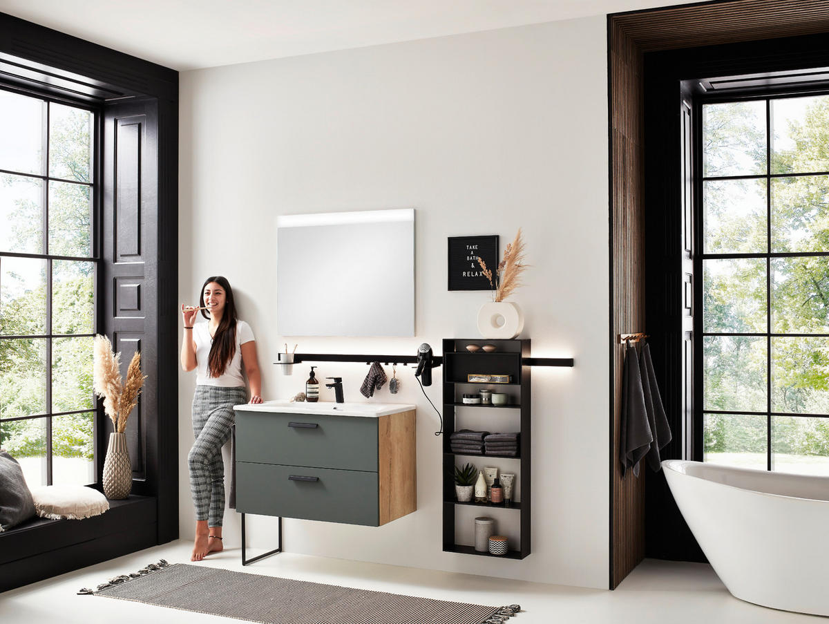 BADEZIMMERREGAL 45/115,2/15 cm  - Schwarz, MODERN, Metall (45/115,2/15cm) - Celina Home