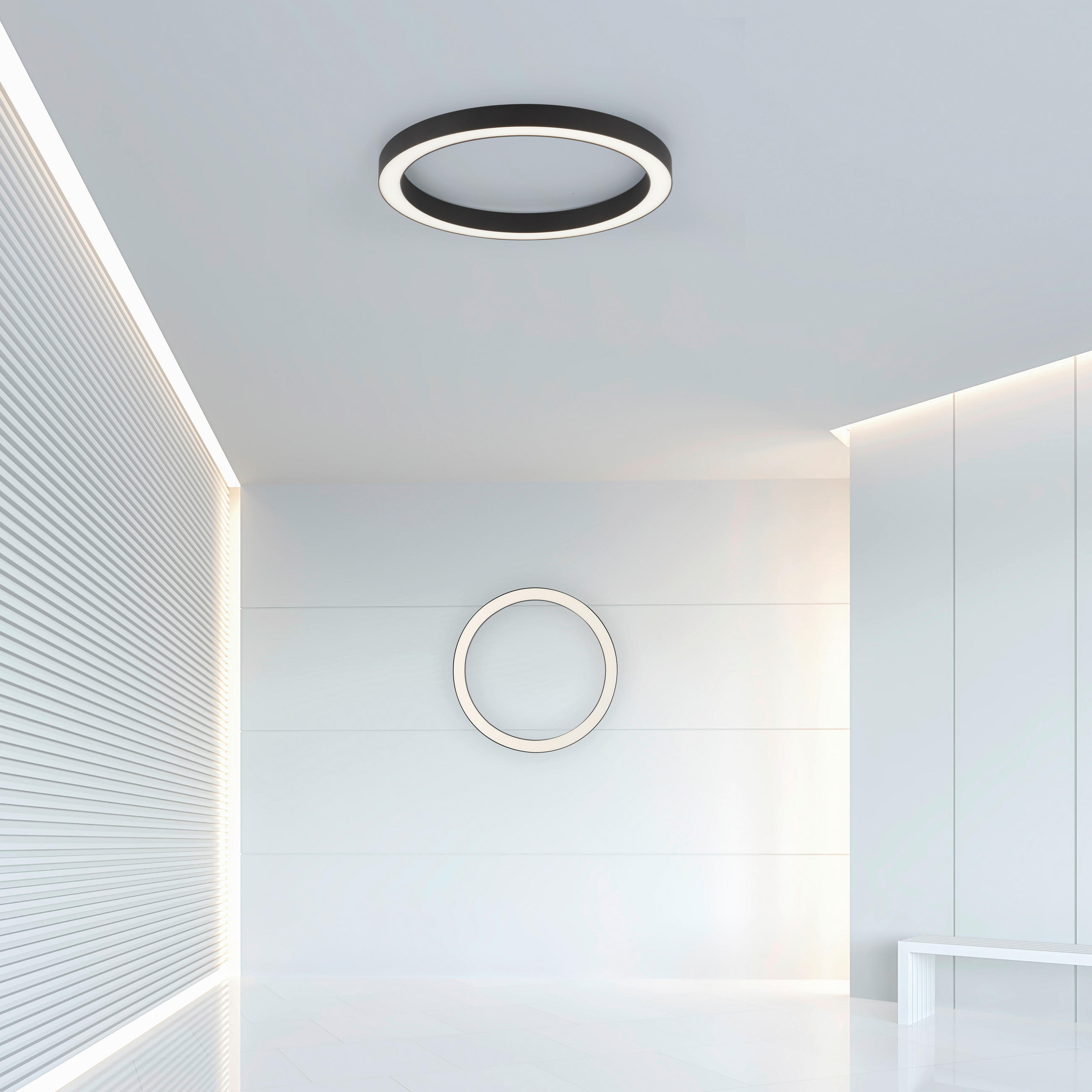 LED-DECKENLEUCHTE 50/3,9/4 cm   - Anthrazit, Design, Kunststoff/Metall (50/3,9/4cm) - Neuhaus PURE
